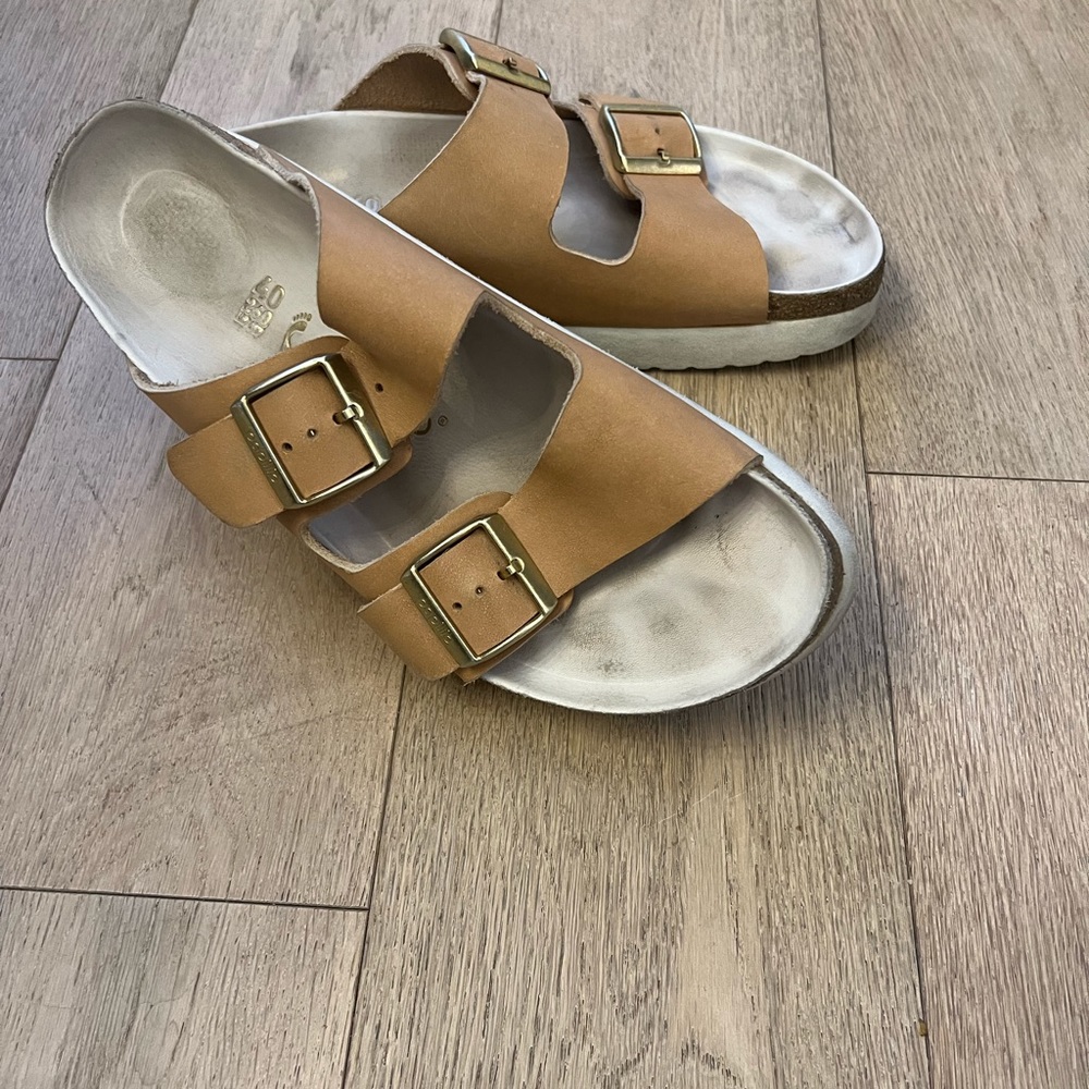 Birkenstock Papillio Arizona Big Buckle Tan Women Platform sandals size 40 (9)